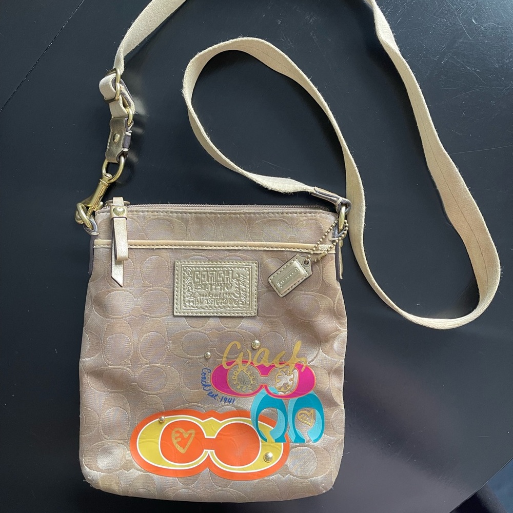 Coach Brown Crossbody Bag with Adjustable Strap and Gold Hardware